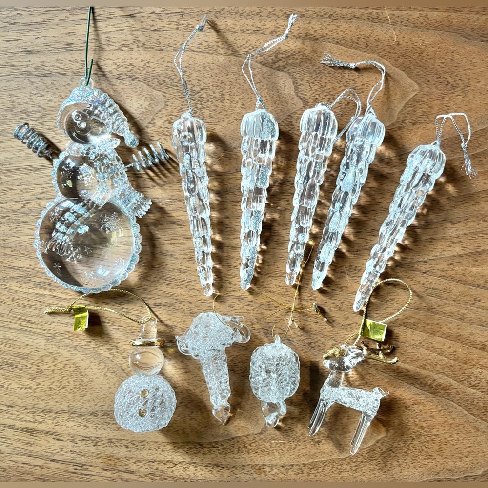 2/$10 Mix of  Clear Glass and Plastic Christmas Ornaments
